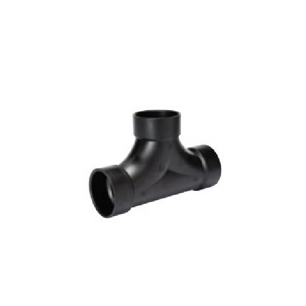 Streamline 02237H 2-Way Cleanout Tee, 3 in, Hub x Hub x Hub, ABS, Black