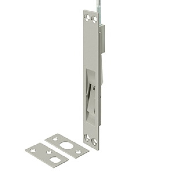 Deltana 12EFB15 Extension Flush Bolt, 1/2 in Bolt Head, 12 in L Bolt, Brass/Stainless Steel, Brushed Nickel