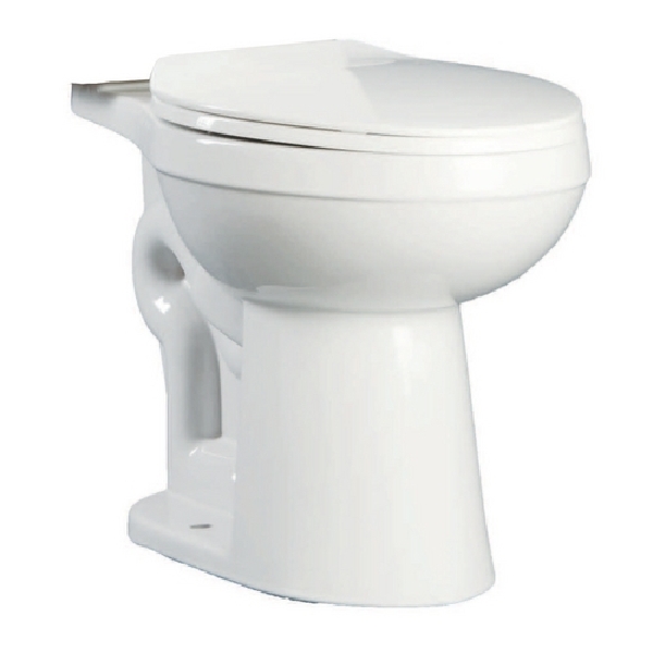 Proflo PF1400TWH Toilet Bowl, Round, 1.1 to 1.6 gpf Flush, 12 in Rough-In, Vitreous China, White, Floor