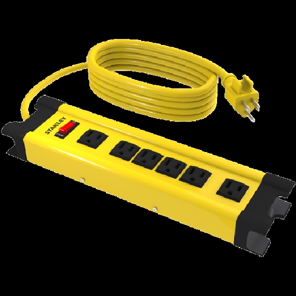 Shopmax Outlet Power Strip, Stanley, 14/3 AWG Cable, 10 ft L Cable, 6-Socket, 15 A, 125 V - 1