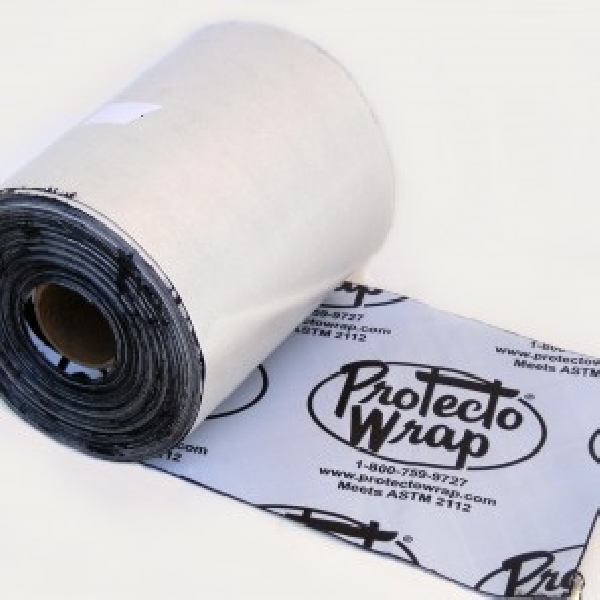 Protecto Wrap 88250450SW Flashing and Building Tape, 50 ft L, 4 in W, HDPE, Gray/White, Self-Adhesive