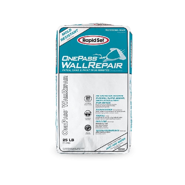 Rapid Set OnePass 701010025 Wall Repair Material and Joint Compound, Solid, Tan, 25 lb Bag