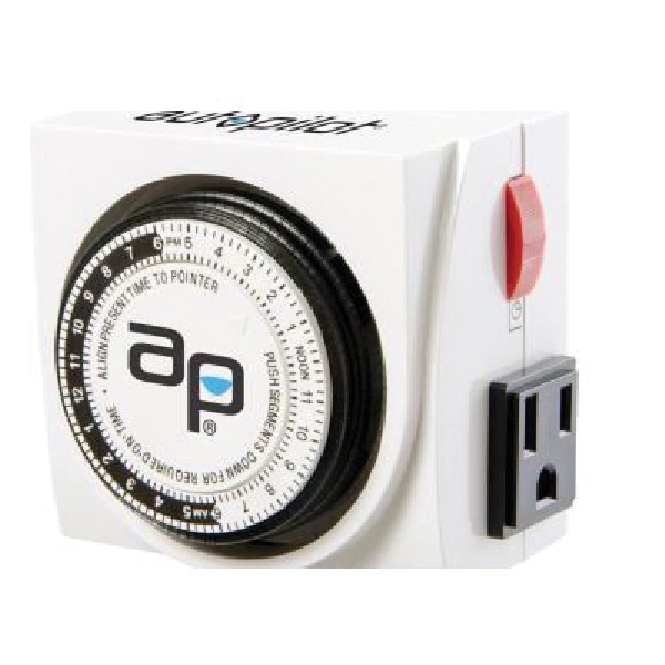autopilot TM01015D Analog Grounded Timer, 15 A, 15 min Cycles, 24 hr Time Setting, White - 2