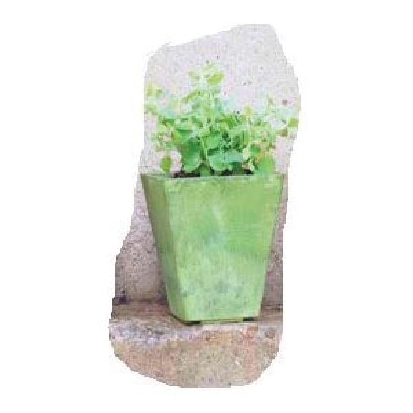 Novelty 35081 Ella Planter, 8 in H, 8 in W, Square, Natural Stone/Resin, Sage
