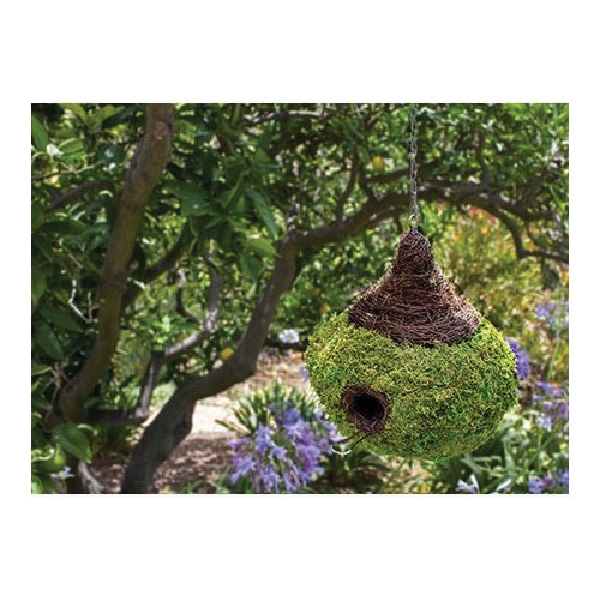 SuperMoss 56053 Woven Bird House, 9-1/2 in W, 10-1/2 in H, Bungalow, Mountain Moss/Wicker, Green, Hanging Mounting - 4