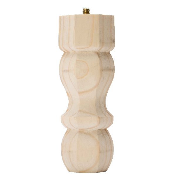 Waddell 2406 Traditional Table Leg, 2-1/8 in Dia, 6 in H, Pine Wood, Beige, Smooth Sanded
