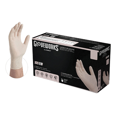 TLF44100 Disposable Gloves, M, Latex, Powder-Free, Ivory, 14.37 in L