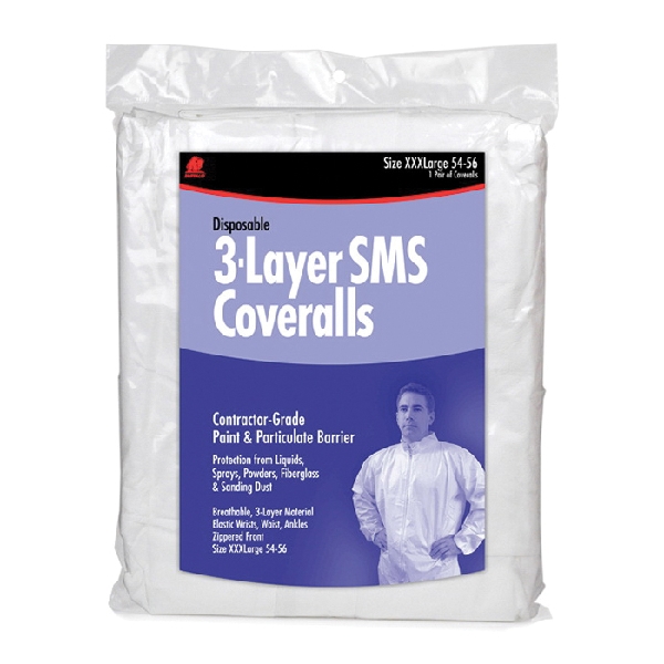 Buffalo 68442 3-Layer SMS Coveralls, XL, Zipper, Polypropylene - 3