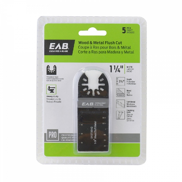 Exchange-A-Blade Professional 1070232 Flush Cut Blade, 1-1/4 in, 1-1/2 in D Cutting, Bi-Metal,  5 Pack - 2