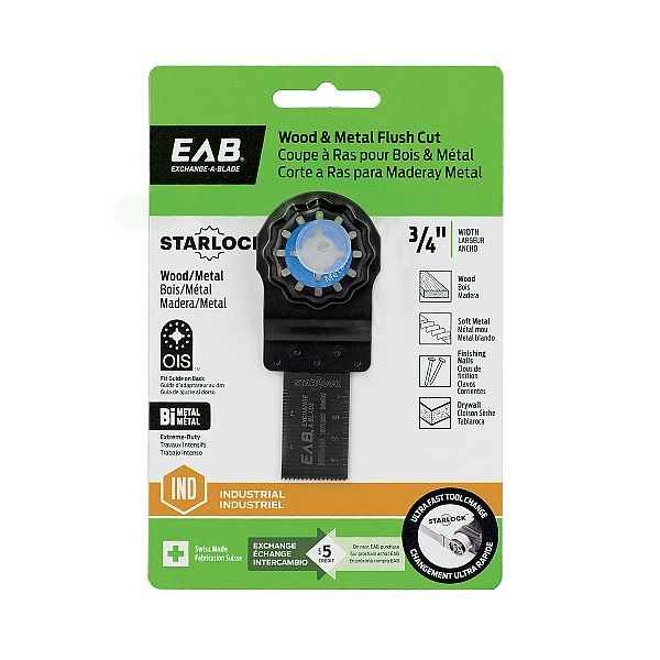 OMT Blade, Exchange-A-Blade, Wood and Metal, Starlock, 3/4 in Bi-Metal Flush Cut - 3