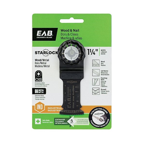 OMT Blade, Exchange-A-Blade, Wood and Metal, Starlock, 1-1/4 in Curved Bi-Metal Flush Cut - 3