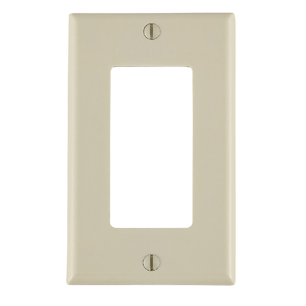 Leviton Decora 80401-T Wallplate, 4-1/2 in L, 2-3/4 in W, 1-Gang, Thermoset Plastic, Light Almond, Smooth - 1
