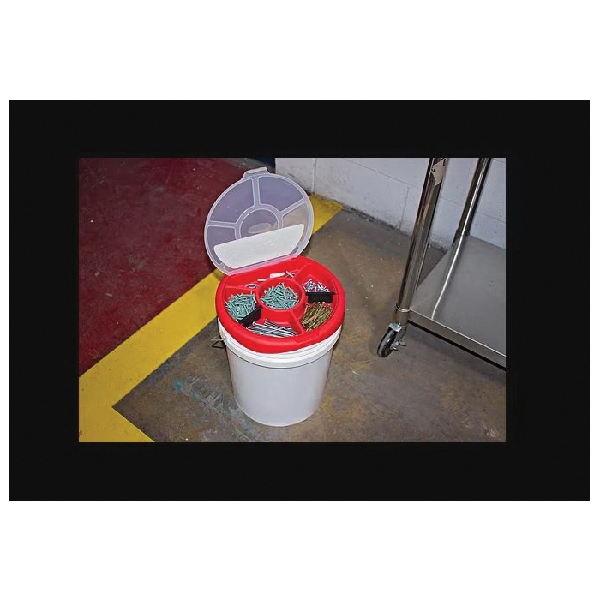 Bucket Boss 10010 Bucket Seat, Plastic, Red, 12-1/4 in Dia x 1-1/2 in H Outside, 6-Compartment