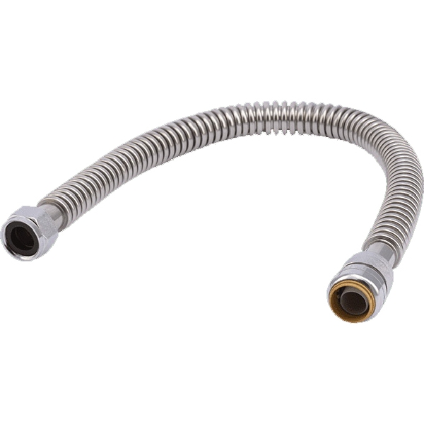 SharkBite SS3088FLEX24LF Corrugated Flexible Water Heater Connector, 3/4 x 3/4 in, FIP, Steel, 24 in L