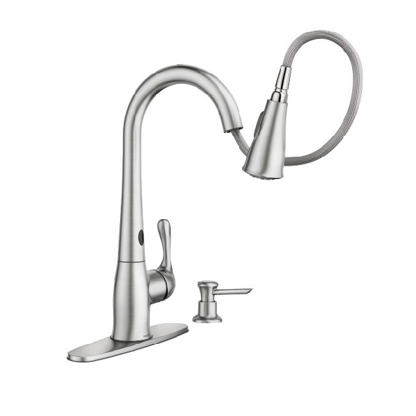 Moen Ridgedale 87340ESRS Pulldown Faucet, 1.5 gpm, 1-Faucet Handle, Metal, Stainless, Countertop, Sink Mounting - 3