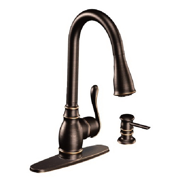 Anabelle Series CA87003BRB Pull-Down Faucet, 1.5 gpm, 1-Faucet Handle, Metal, Mediterranean Bronze, Lever Handle