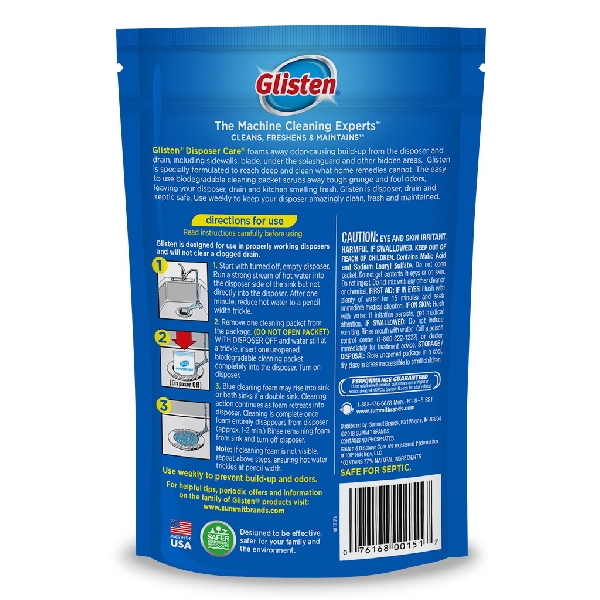 Glisten DP12T Disposer Care Cleaner, 4.9 oz Pack, Solid, Light Blue/ White - 2