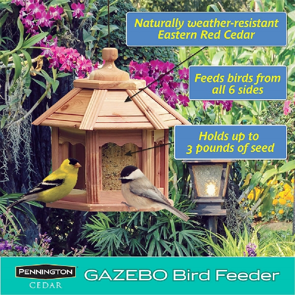 Pennington 100509194 Bird Feeder, Gazebo, 3 lb, Black Oil Sunflower Seed, Wild Bird Feed, Ultra Nut and Fruit Blend