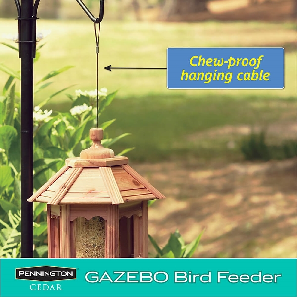 Pennington 100509194 Bird Feeder, Gazebo, 3 lb, Black Oil Sunflower Seed, Wild Bird Feed, Ultra Nut and Fruit Blend