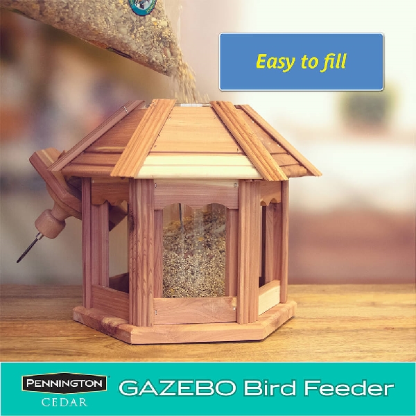 Pennington 100509194 Bird Feeder, Gazebo, 3 lb, Black Oil Sunflower Seed, Wild Bird Feed, Ultra Nut and Fruit Blend