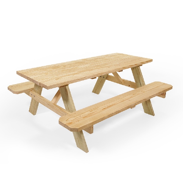 Outdoor Essentials 144242 Picnic Table, 72 in L Seat, 30 in W Seat, Wood, Natural - 2