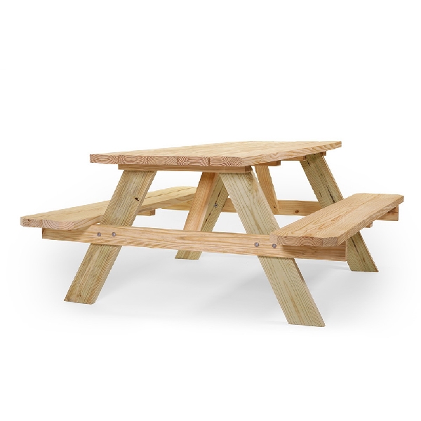 Outdoor Essentials 144242 Picnic Table, 72 in L Seat, 30 in W Seat, Wood, Natural - 3