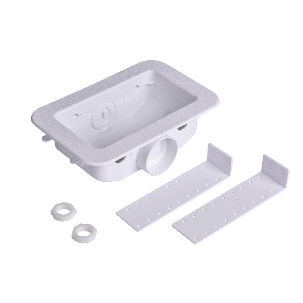 Oatey 38120 Washing Machine Outlet Box with Faceplate, 2-Outlet, 3-1/2 in Connection, Polystyrene, White