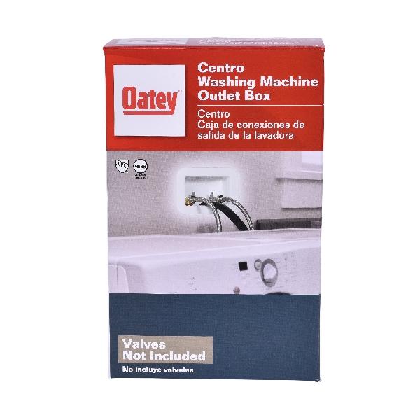 Oatey 38120 Washing Machine Outlet Box with Faceplate, 2-Outlet, 3-1/2 in Connection, Polystyrene, White
