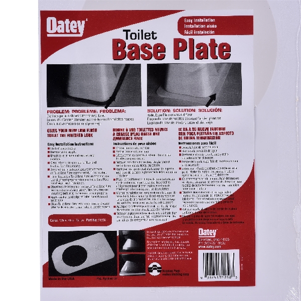 Oatey 31258 Square Toilet Base Plate, 8 in Dia Hole, ABS, White,  12 Pack - 4