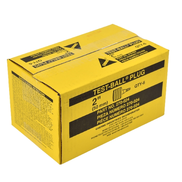 Cherne 270024 Test Ball Plug, 2 in Connection, Rubber/Steel, Black