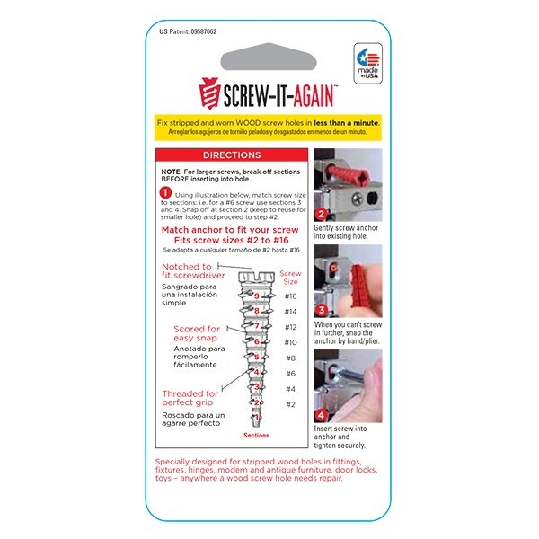 Screw-It-Again SIA-10PK Wood Anchor, 2 in L - 2