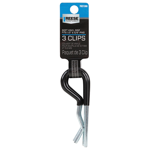 Reese Towpower 7021300 Hitch Pin Clip, 0.12 lb, 1/2, 5/8 in Dia Pin, 5-4/5 in OAL, Steel/Vinyl, Chrome