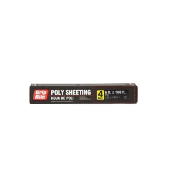 420100B Sheeting, 100 ft L, 20 ft W, 4 mil Thick, Poly, Black