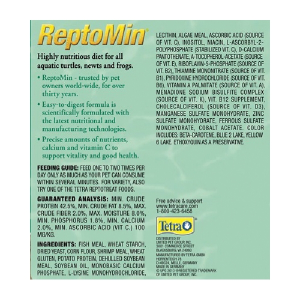 Tetra ReptoMin 29252 Fish Food, Aquatic Turtle, Frog, Newt, Stick, 1.94 oz Jar