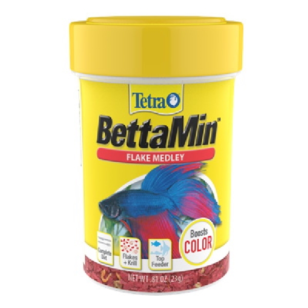 Tetra BettaMin 16838 Medley Fish Food, Betta, Tropical, Flake, 0.81 oz Jar
