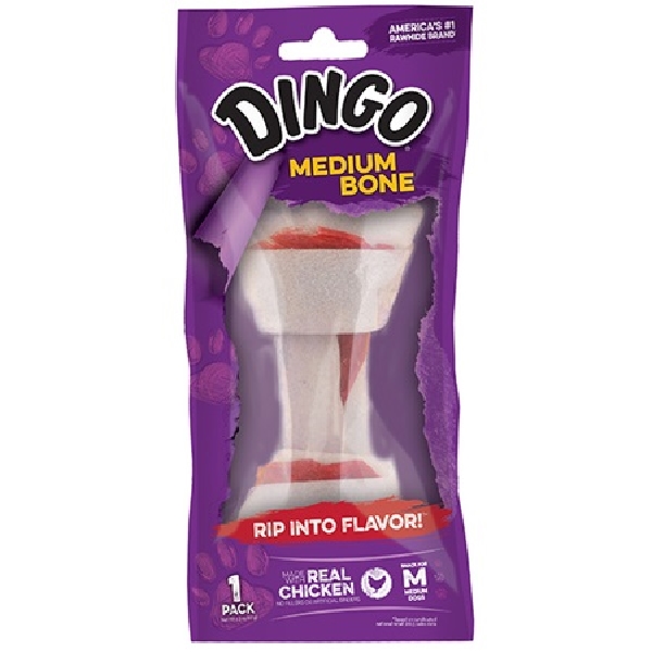 Dingo 97007 Dog Bone, M, Chicken Flavor, 2.5 oz Pack