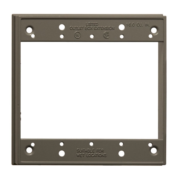 Extension Ring, Bell Outdoor, 4-21/32 in L, 1-1/32 in W, 2-Gang, Aluminum, Gray, Powder-Coated - 3
