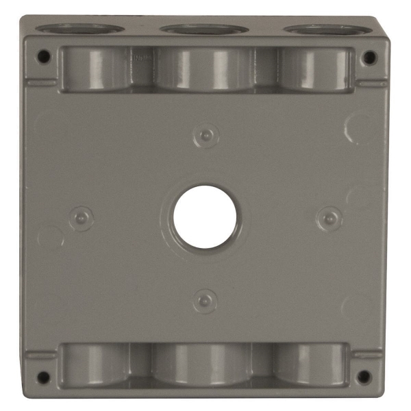 Weatherproof Electrical Box, Bell Outdoor, 2-Gang, Aluminum, Seven 1/2 in Outlets, Surface Mount, Gray, 30.2 cu-in - 2