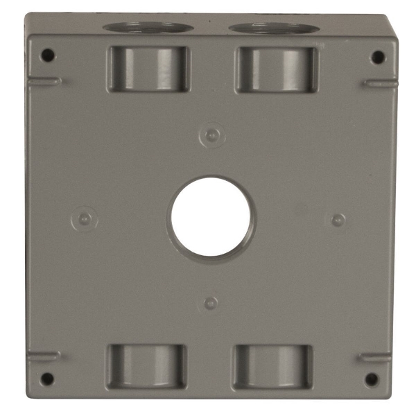Weatherproof Electrical Box, Bell Outdoor, 2-Gang, Aluminum, Seven 3/4 in Outlets, Surface Mount, Gray, 31 cu-in - 3