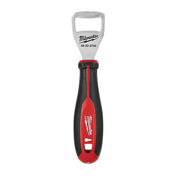 48-22-2700 Bottle Opener, Steel, Black/Red, Plastic Handle, 9.8 in OAL, Red/Black
