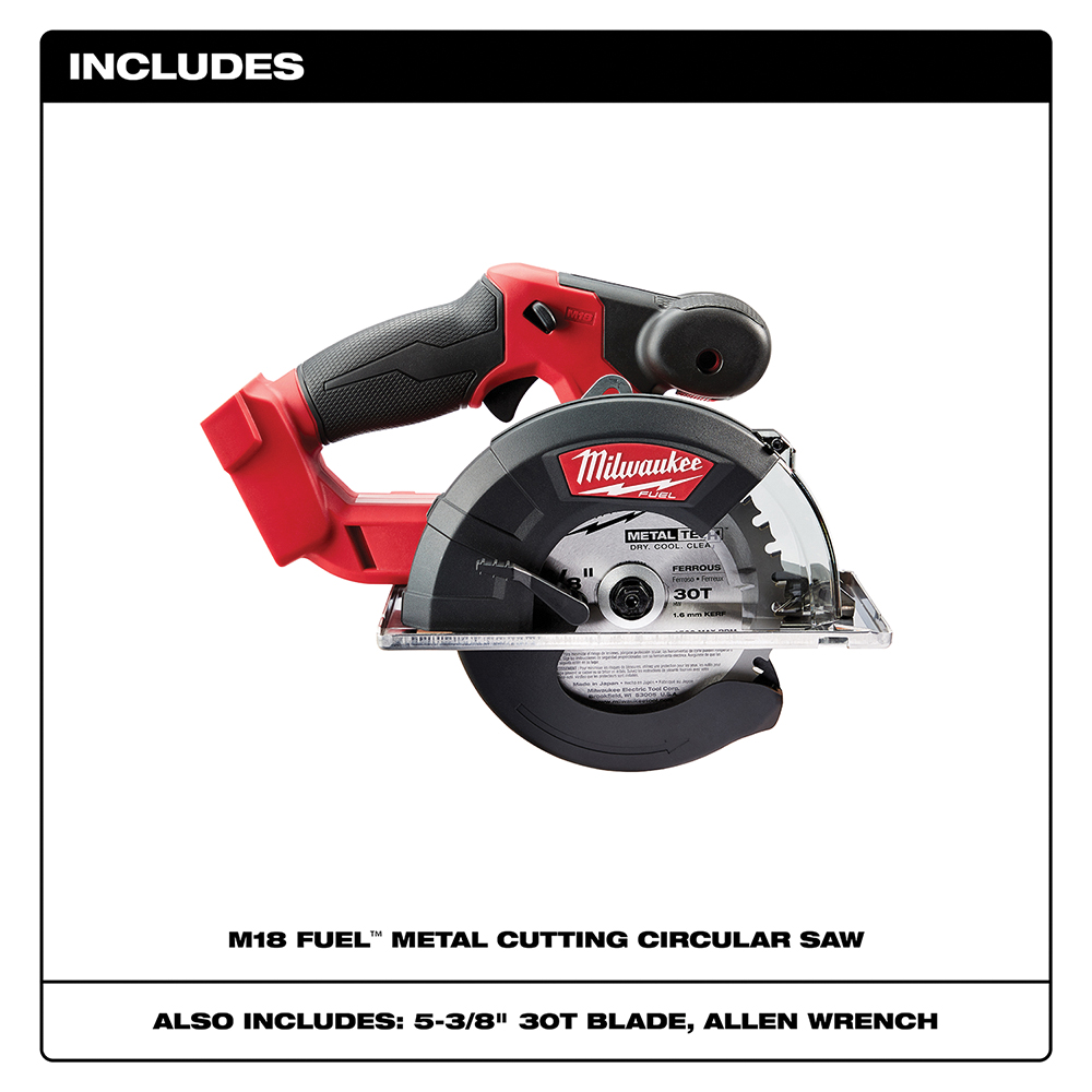 Cordless Metal Cutting Circular Saw, Milwaukee, M18 Fuel, Right 5-3/8 in Blade, Tool Only - 2