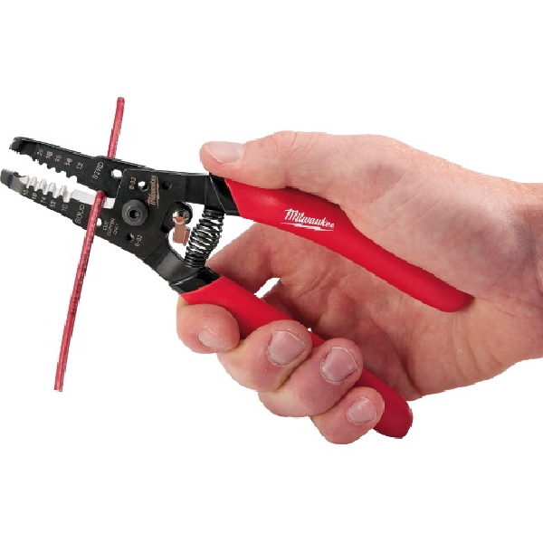 Milwaukee 48-22-6109 Wire Stripper, 7.12 in OAL, 12 to 20 AWG Cutting Capacity, 2 in Jaw Opening, Red/Silver Handle - 2