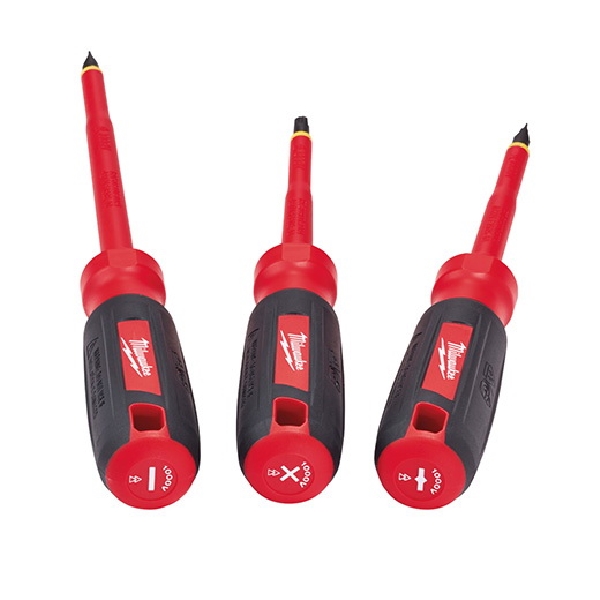 Milwaukee 48-22-2202 Screwdriver Set, 3-Piece, Steel, Black/Red, Specifications: 5 in Polycarbonate Handle - 2