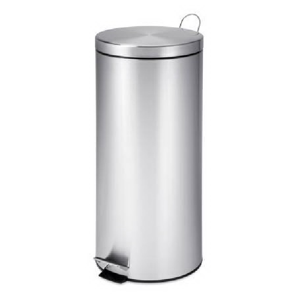 Honey-Can-Do TRS-02110 Round Trash Can, 7.92 gal Capacity, Stainless Steel, Step Lid Closure