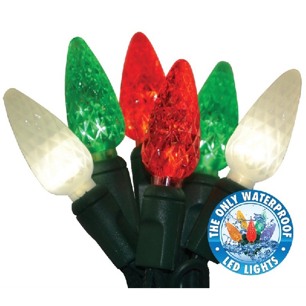 HBL LED C6 Lights, Holiday Bright Lights, 25 ft, 50 Lamps, Red-Green-White - 1