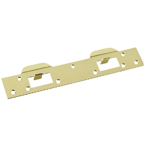 1027 Security Strike Plate, 11 in L, 1-5/8 in W, Steel, Polished Brass