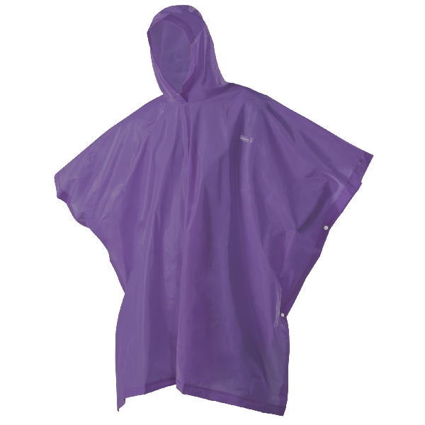 Coleman 2000014935 Lightweight Poncho, One-Size, EVA, Purple, Attached Collar, Side Snap Closure