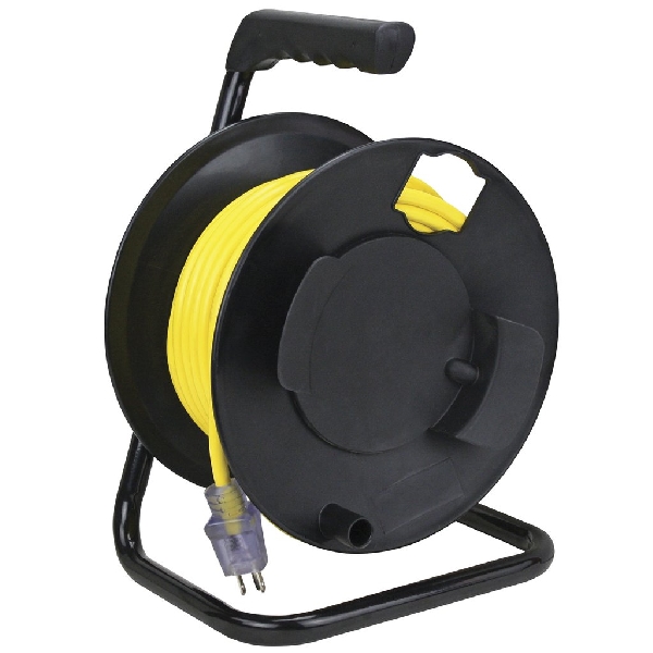 Cord Storage Wheel, Prime, 100 ft L Cord, 16 AWG Wire, Black - 2