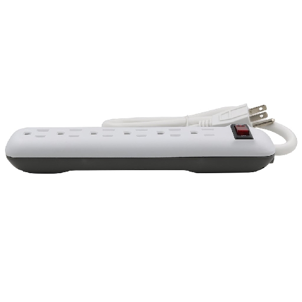 Power Strip, Prime, 14/3 AWG Cable, 1-1/2 ft L Cable, Grounded Plug, 6 -Socket, 15 A, 125 V - 2