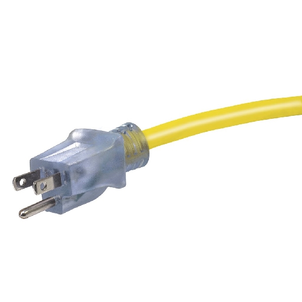 Extension Cord, Prime, 12 AWG Cable, Plug, 50 ft L, 15 A, 125 V, Yellow - 2